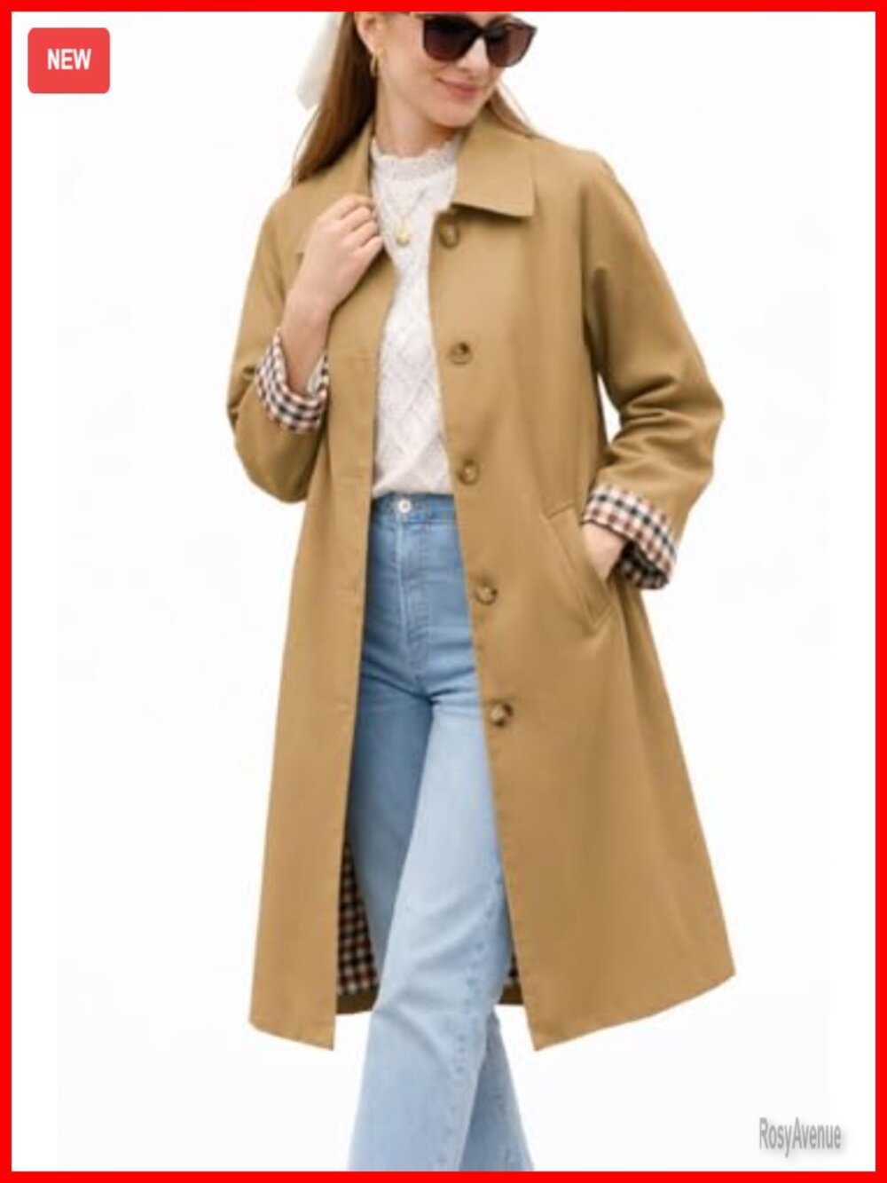 Long Trench Coat Women Single Breasted Lapel Oversized Windproof Overcoat
